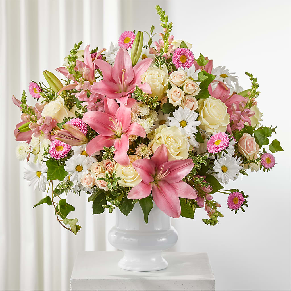 Empathetic Blooms Urn Arrangement – Daily Bloom, San Antonio TX