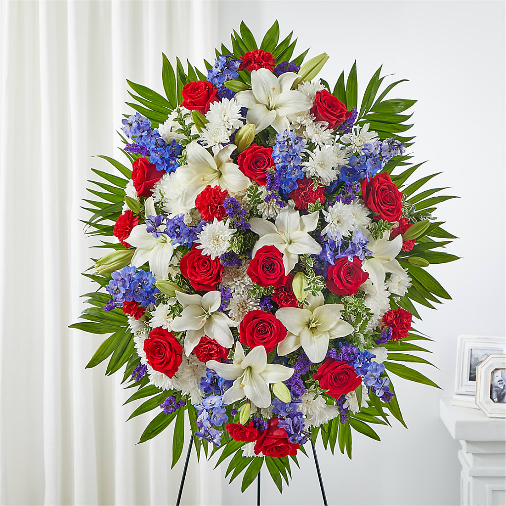 Cherished Service Standing Spray – Daily Bloom, San Antonio TX