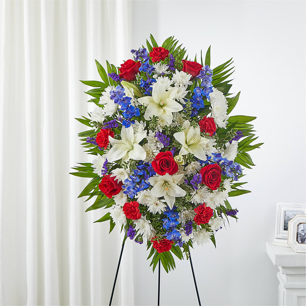 Cherished Service Standing Spray – Daily Bloom, San Antonio TX