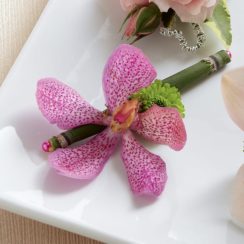 Pink Mokara Boutonniere – Daily Bloom, San Antonio TX