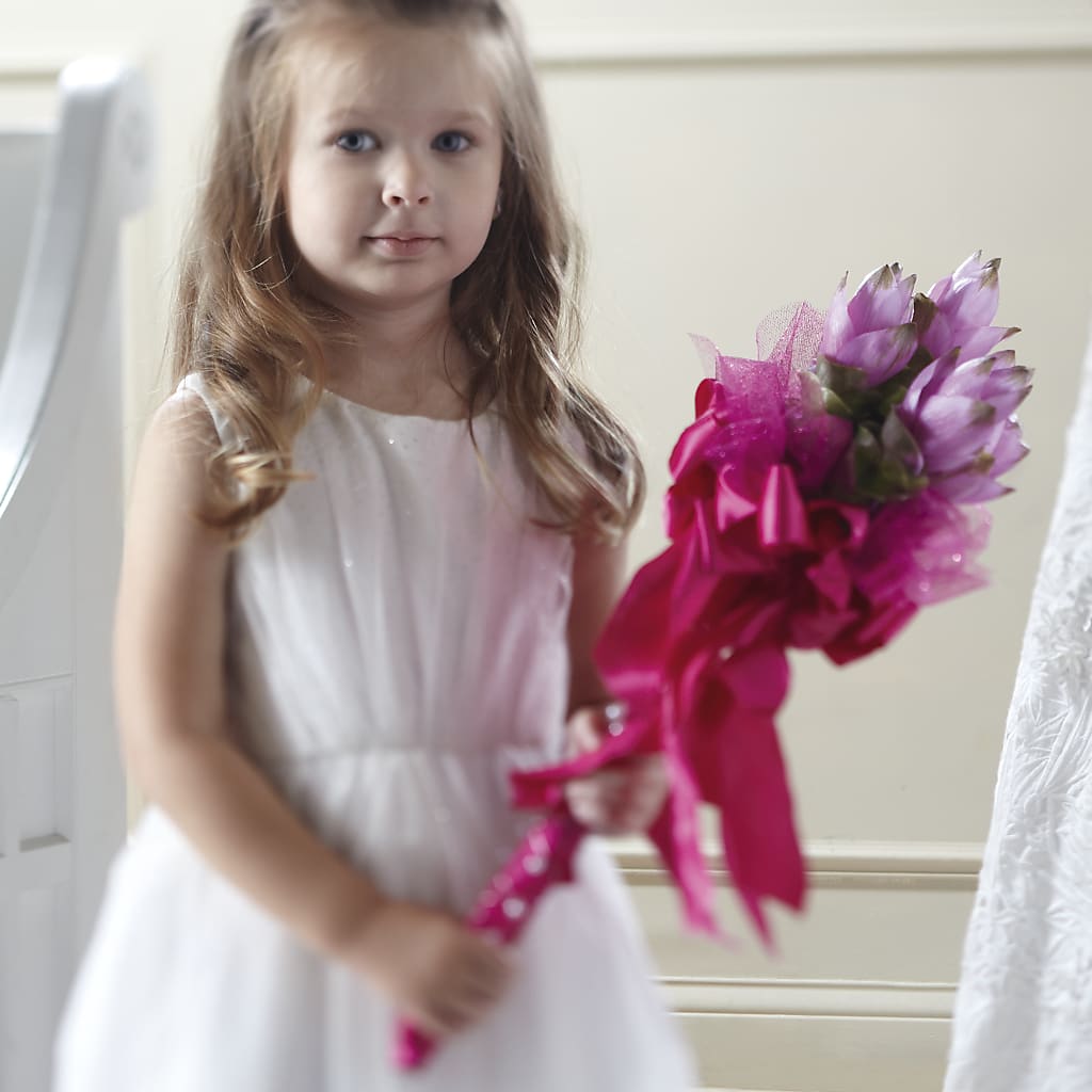 Sparkle Pink Flower Girl Bouquet – Daily Bloom, San Antonio TX