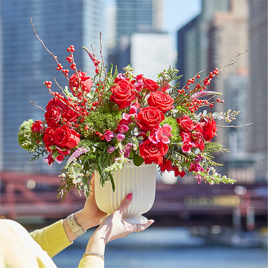 Big Red Bow Bouquet –  Daily Bloom, San Antonio TX