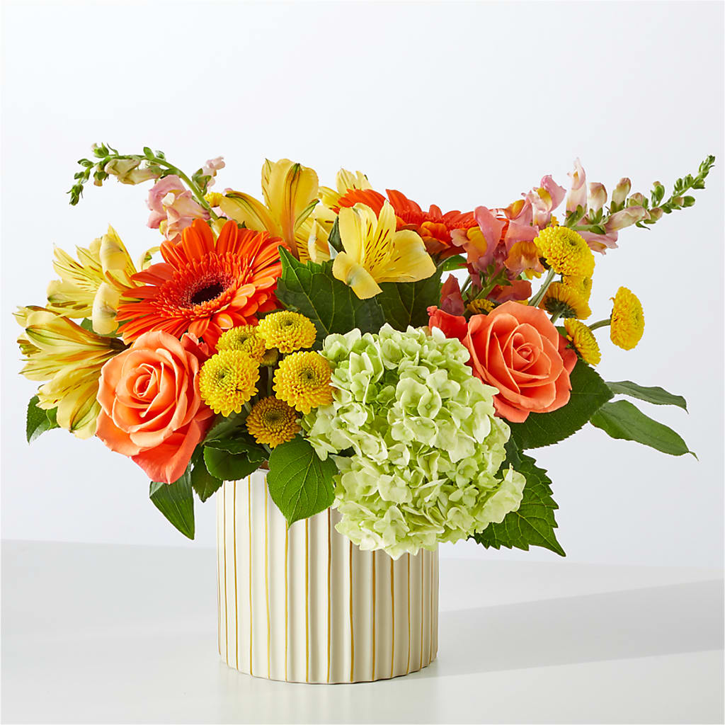 Autumn Sunshine Bouquet with Ivory Vase –  Daily Bloom, San Antonio TX