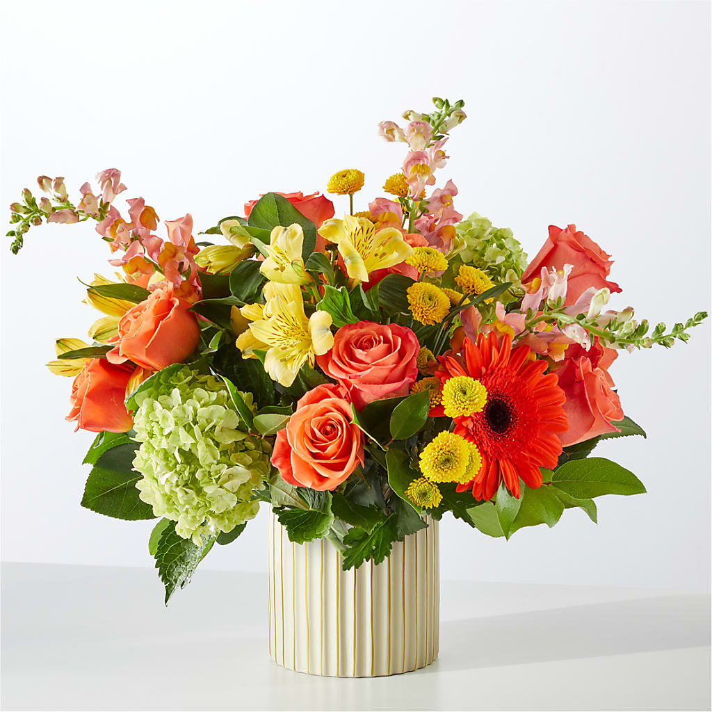Autumn Sunshine Bouquet with Ivory Vase –  Daily Bloom, San Antonio TX