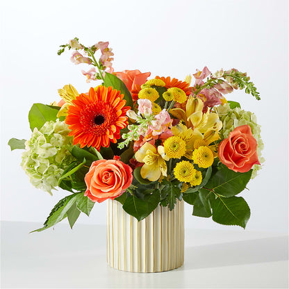 Autumn Sunshine Bouquet with Ivory Vase –  Daily Bloom, San Antonio TX