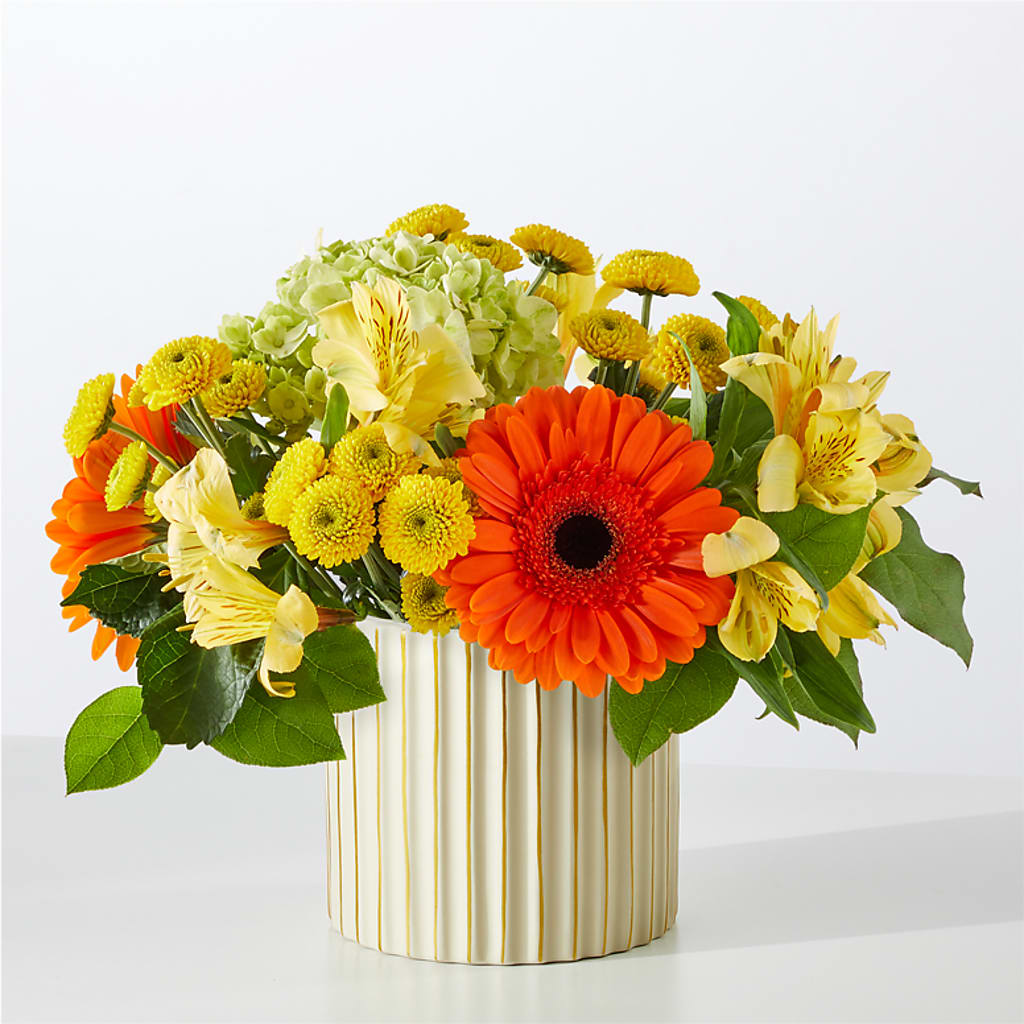 Autumn Sunshine Bouquet with Ivory Vase –  Daily Bloom, San Antonio TX